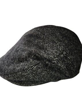 Epoch Hats Company Mens Newsboy Cap Size Large Gray Black Herringbone Lined